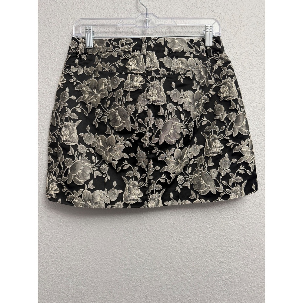 Steve Madden Beck Skirt Black Silver Floral Brocade Mini Skirt Size 4 BO409104 - Picture 10 of 10
